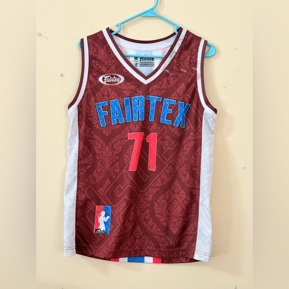 Fairtex Muay Thai NBA Basketball Jersey - Maroon/Thai Pattern